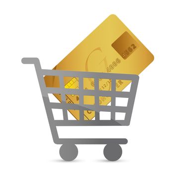 one shopping cart with a credit card