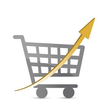 shopping cart with an arrow pointing up