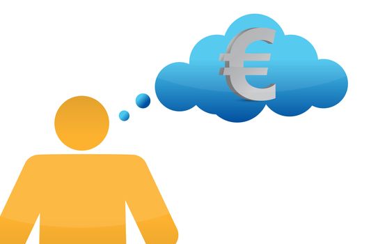 icon thinking in money illustration. euro