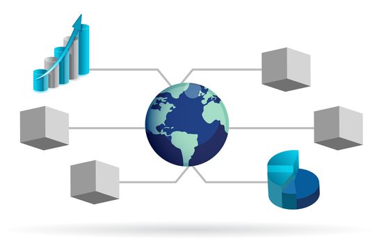 box diagram illustration design over white background