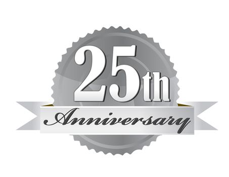 25 years anniversary seal with ribbon. illustration design