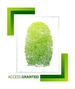 illustration of access granted sign with thumb on isolated background