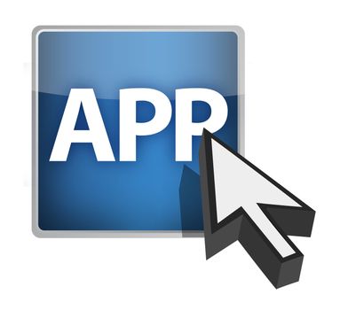 app button and cursor illustration design over white