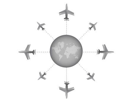 Airplane destination design illustration graph