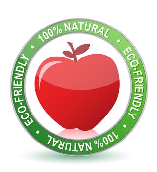 100% natural apple seal illustration design over white