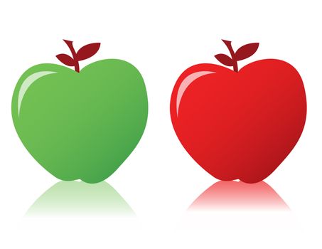 Two fresh apples with leave isolated over a white background. vector