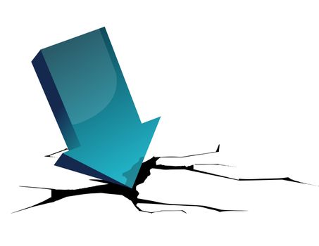 arrow crash - bankruptcy, financial collapse, depression, failure, money crisis 3d concept
