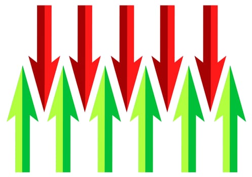 up and down arrows illustration design over white