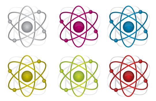 colorful atoms illustration design over white background