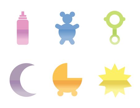 Illustrations of different baby icons, that can be used as a symbol. isolated over a white background.