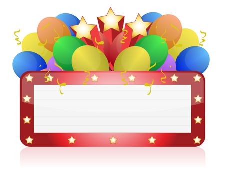 billboard with balloons and confetti. Ready for celebrating and entertainment