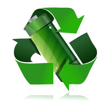 battery recycling symbol illustration design over a white background
