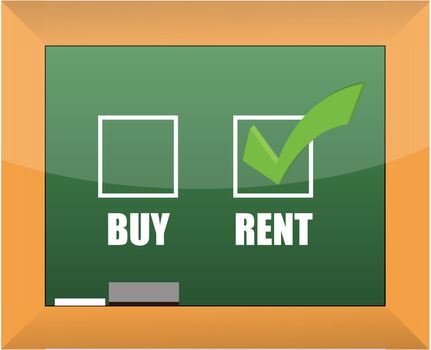 Rent not buy blackboard concept illustration design