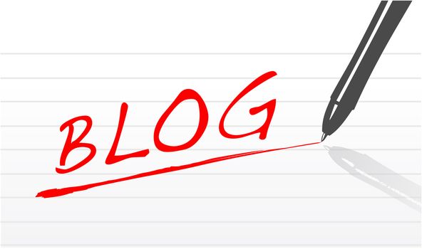 Blog concept illustration design. pen and notepad paper