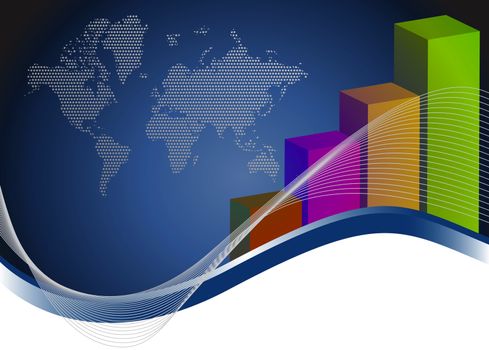 background with creative bar graphs and map