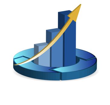 pie and bar blue business chart