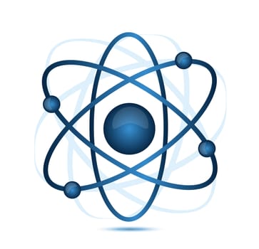 blue atom illustration isolated over a white background