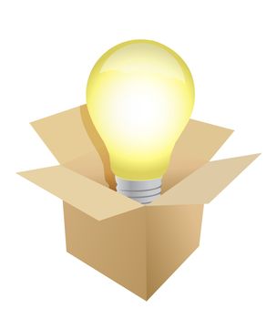 Box and Light Bulb illustration design