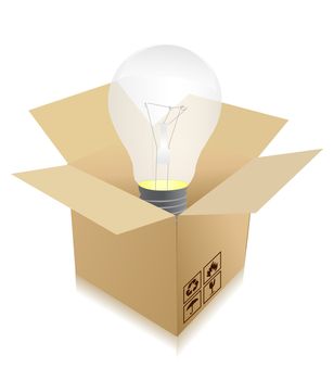 idea travel concept - bulb in box illustration design