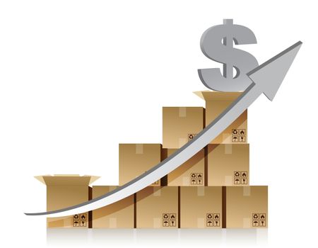 Financial dollar box graph illustration design over white