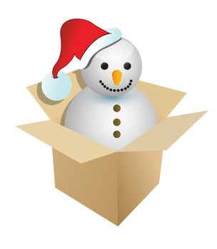 Illustration of a present or gift with a snowman