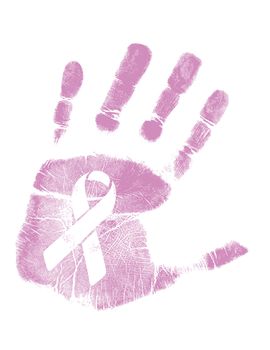 Breast Cancer Awareness handprint ribbon