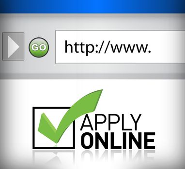 browser window shows the words Apply Online illustration design