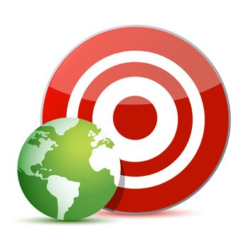 red target green globe illustration design over white