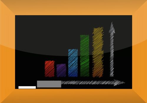 Business graph on a blackboard illustration design