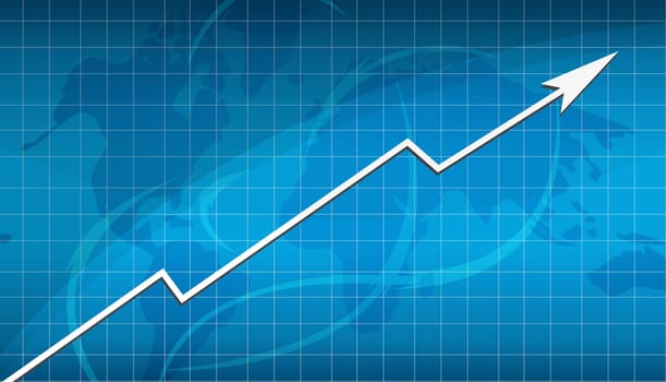 Blue world map successful graph background