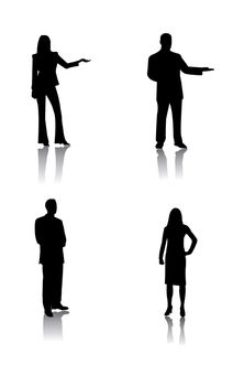 Set of four business silhouettes. Vector available.