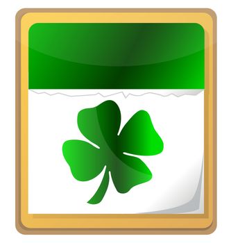Calendar with clover leaf. St. Patrick's day icon.