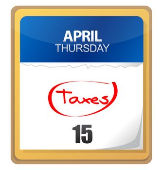 The big Tax Day, the 15th, is circled on a white calendar