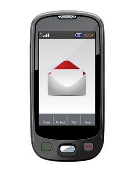 Mobile phone with email illustration design isolated over a white background,