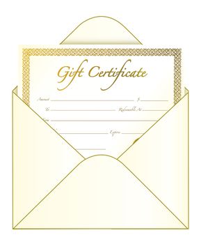 Gift certificate in an envelope.