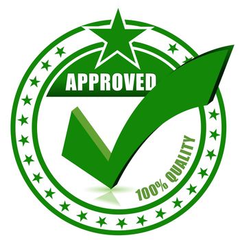 Check approved stamp on white for design.