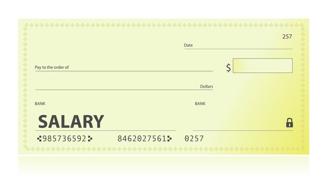 Salary check illustration design over white