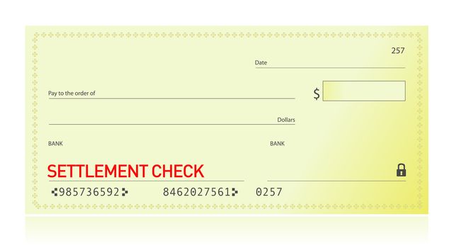 settlement check illustration design over a white background
