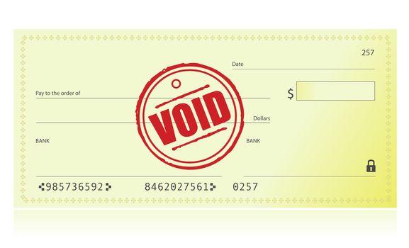 Void Bank Check illustration isolated over a white background