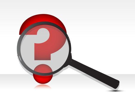 Question mark under magnifier glass illustration design