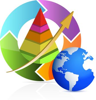 Business pyramid in arrow cycle illustration design