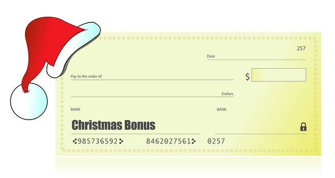 Christmas bonus check illustration design
