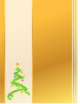 gold Christmas tree card illustration