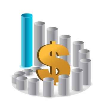 Bussiness Graph with Dollar sign illustration design