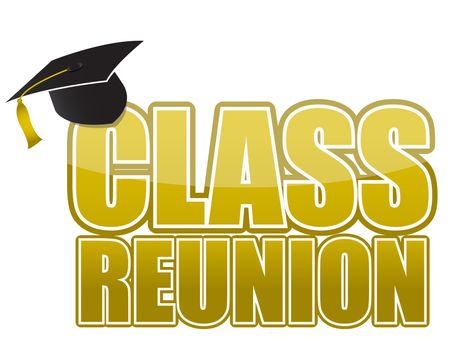 Class reunion Graduation cap isolated on white background.