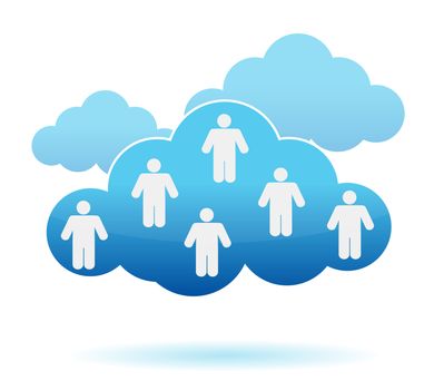 Cloud computing concept. Social networking illustration design