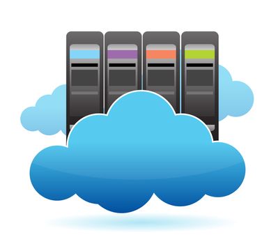 Servers and Clouds illustration design over white