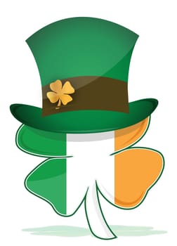 St. Patrick&#039;s hat with irish clover illustration design