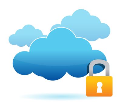 cloud and lock icon illustration design