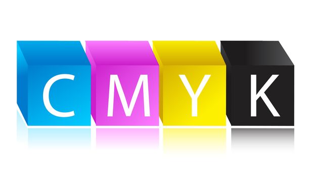 CMYK color cube illustration design